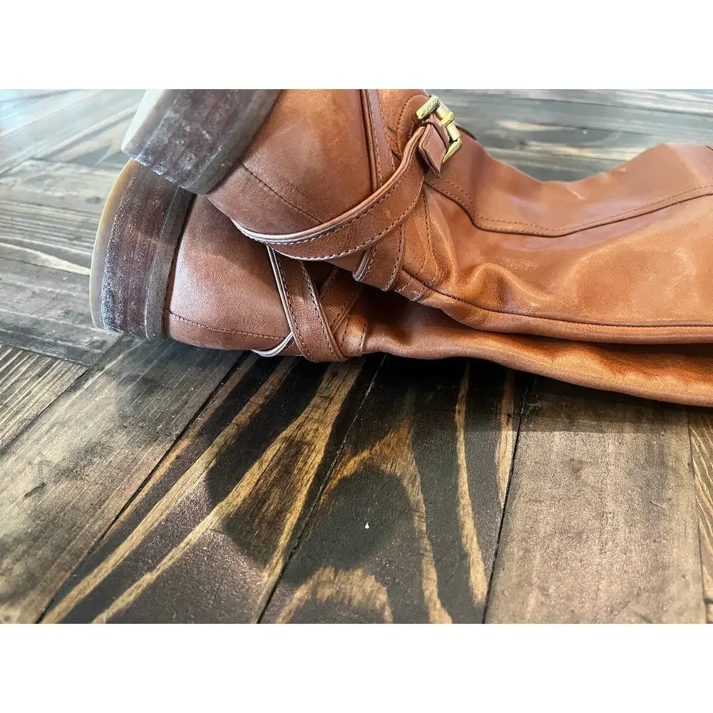 COACH MICHA CALF Women 8.5 CHESTNUT BROWN RIDING KNEE BOOTS LEATHER Preppy Fall